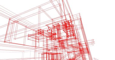 Mimari sanat konseptinde soyut çizgiler, minimum geometrik şekiller. 