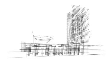 Mimari sanat konseptinde soyut çizgiler, minimum geometrik şekiller. 