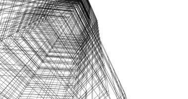 Arkaplanda mimari bina 3d illüstrasyon