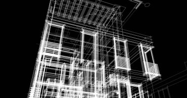 Mimari sanat konseptinde soyut çizgiler, minimum geometrik şekiller. 