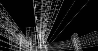 Mimari sanat konseptinde soyut çizgiler, minimum geometrik şekiller. 