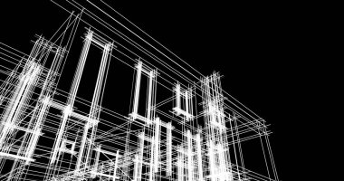 Mimari sanat konseptinde soyut çizgiler, minimum geometrik şekiller. 