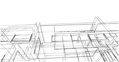 Arkaplanda mimari bina 3d illüstrasyon