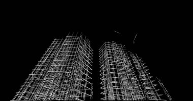 Mimari sanat konseptinde soyut çizgiler, minimum geometrik şekiller. 