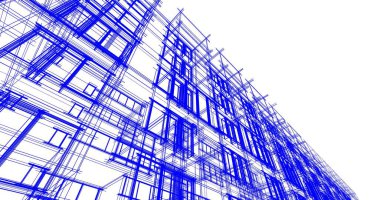 Mimari sanat konseptinde soyut çizgiler, minimum geometrik şekiller. 