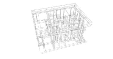 Arkaplanda mimari bina 3d illüstrasyon