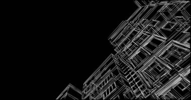 Mimari sanat konseptinde soyut çizgiler, minimum geometrik şekiller. 