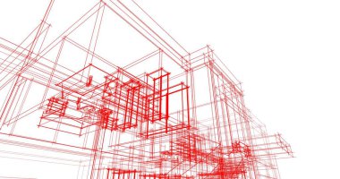 Mimari sanat konseptinde soyut çizgiler, minimum geometrik şekiller. 