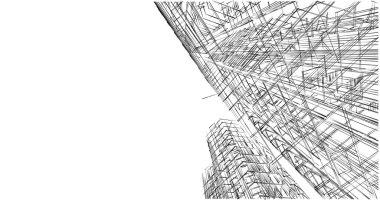 Mimari sanat konseptinde soyut çizgiler, minimum geometrik şekiller. 