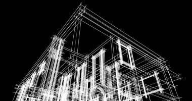 Mimari sanat konseptinde soyut çizgiler, minimum geometrik şekiller. 
