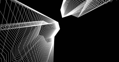 Mimari sanat konseptinde soyut çizgiler, minimum geometrik şekiller. 