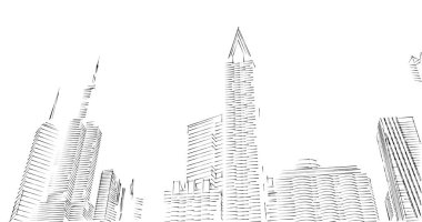 Arkaplanda mimari bina 3d illüstrasyon