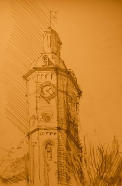  Çizim, mimari konsept, minimum geometrik şekiller.