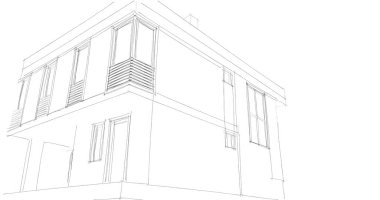 Arkaplanda mimari bina 3d illüstrasyon