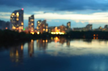 Bulanık şehir. Renkli soyut arkaplan