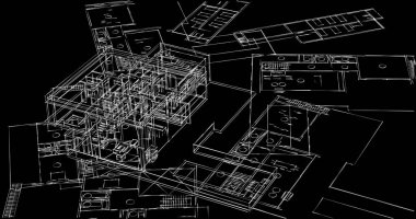 Mimari sanat konseptinde soyut çizgiler, minimum geometrik şekiller. 