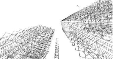 Mimari sanat konseptinde soyut çizgiler, minimum geometrik şekiller. 