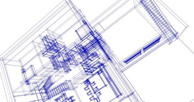 Mimari sanat konseptinde soyut çizgiler, minimum geometrik şekiller. 