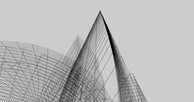 Mimari sanat konseptinde soyut çizgiler, minimum geometrik şekiller. 