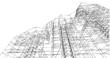 Arkaplanda mimari bina 3d illüstrasyon,