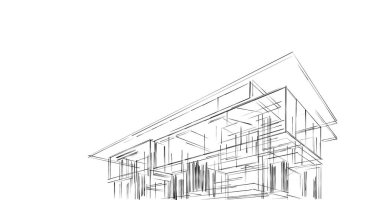 Mimari sanat konseptinde soyut çizgiler, minimum geometrik şekiller. 