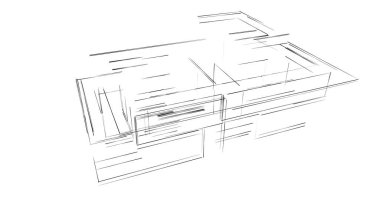 Arkaplanda mimari bina 3d illüstrasyon