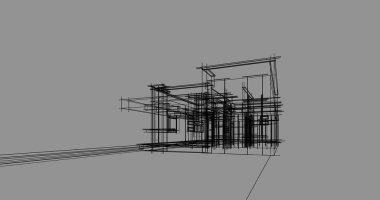 Mimari sanat konseptinde soyut çizgiler, minimum geometrik şekiller. 