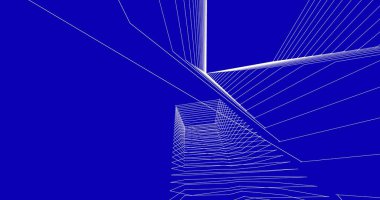 Mimari sanat konseptinde soyut çizgiler, minimum geometrik şekiller. 