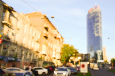 Bulanık şehir. Renkli soyut arkaplan