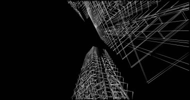 Mimari sanat konseptinde soyut çizgiler, minimum geometrik şekiller. 