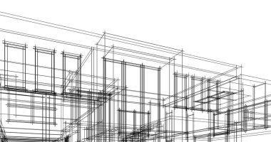 Mimari sanat konseptinde soyut çizgiler, minimum geometrik şekiller. 