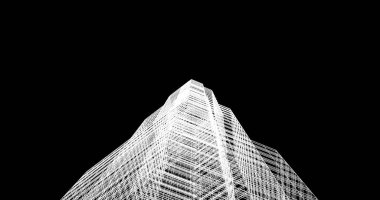 Arkaplanda mimari bina 3d illüstrasyon