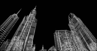 Mimari sanat konseptinde soyut çizgiler, minimum geometrik şekiller. 