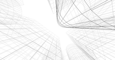 Mimari sanat konseptinde soyut çizgiler, minimum geometrik şekiller. 