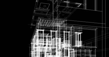 Mimari sanat konseptinde soyut çizgiler, minimum geometrik şekiller. 