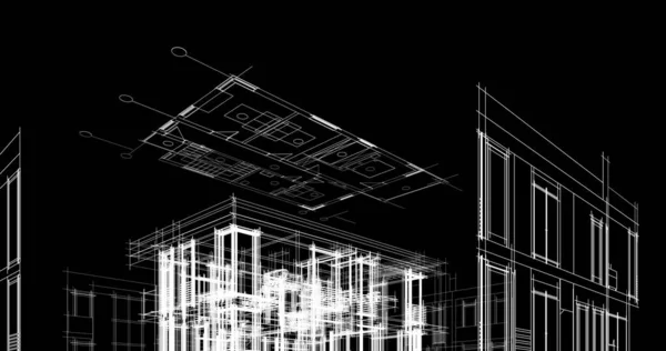 Abstracte Tekenlijnen Architectonisch Kunstconcept Minimale Geometrische Vormen — Stockfoto