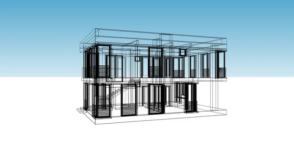 Líneas Abstractas Dibujo Concepto Arte Arquitectónico Formas Geométricas Mínimas —  Fotos de Stock