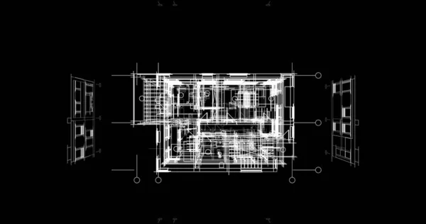 Elvont Rajzvonalak Építészeti Képzőművészetben Minimális Geometriai Formák — Stock Fotó