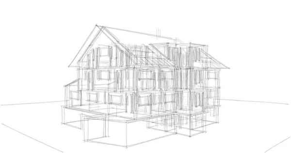 Abstrakcyjne Linie Rysunku Koncepcji Sztuki Architektonicznej Minimalne Kształty Geometryczne — Zdjęcie stockowe