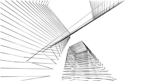 Líneas Abstractas Dibujo Concepto Arte Arquitectónico Formas Geométricas Mínimas — Foto de Stock