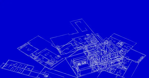 Líneas Abstractas Dibujo Concepto Arte Arquitectónico Formas Geométricas Mínimas —  Fotos de Stock