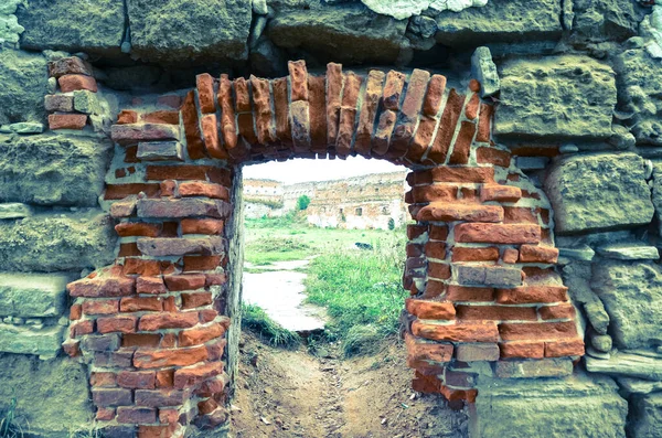 Vista Ruinas Edificios Antiguos Con Arbustos —  Fotos de Stock