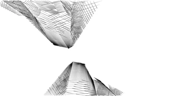 Líneas Abstractas Dibujo Concepto Arte Arquitectónico Formas Geométricas Mínimas — Foto de Stock