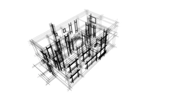 Projekt Geometrycznych Budynków Architektonicznych — Zdjęcie stockowe