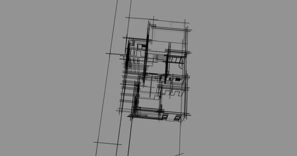 Abstrakcyjne Linie Rysunku Koncepcji Sztuki Architektonicznej Minimalne Kształty Geometryczne — Zdjęcie stockowe