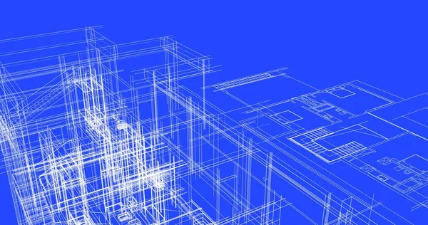 Líneas Abstractas Dibujo Concepto Arte Arquitectónico Formas Geométricas Mínimas — Foto de Stock