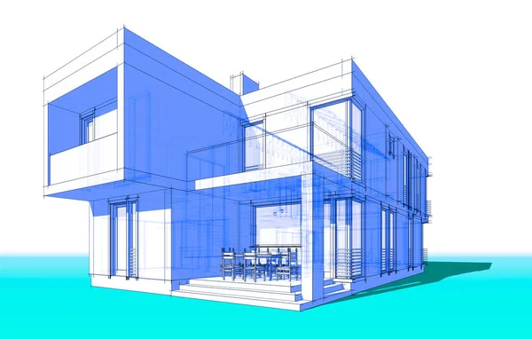 Arkaplanda mimari bina 3d illüstrasyon