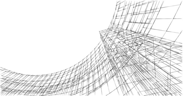 Szkic Sztuka Geometryczne Architektoniczne Budowa Budynków — Zdjęcie stockowe
