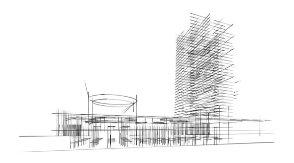 Абстрактные Чертежи Архитектурном Искусстве Минимальные Геометрические Формы — стоковое фото