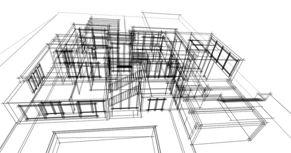 Líneas Abstractas Dibujo Concepto Arte Arquitectónico Formas Geométricas Mínimas —  Fotos de Stock